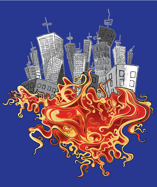 κινουμένων σχεδίων πόλης οργανικά φωτιά στοιχείο φόντου εικονογράφηση φορέας - Διάνυσμα, εικόνα