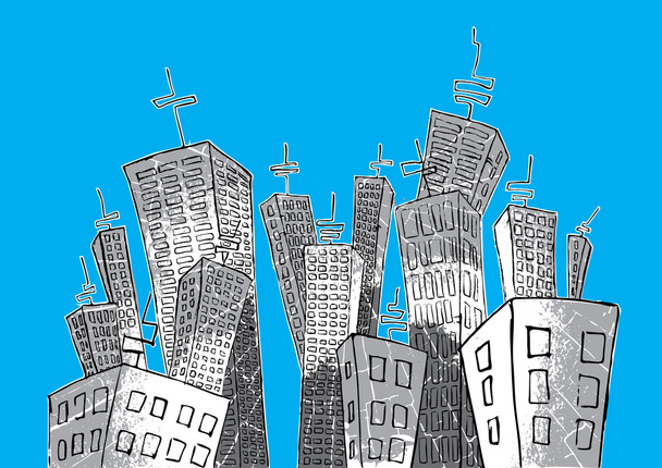 cartoon panel textured city vector illustration - Vector, Image