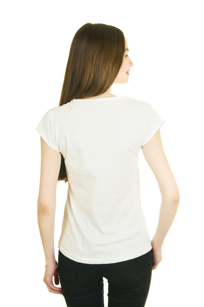 женский вид сзади в футболке
 - Фото, изображение