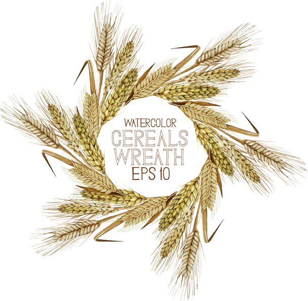 Corona de cereales acuarela
 - Vector, Imagen