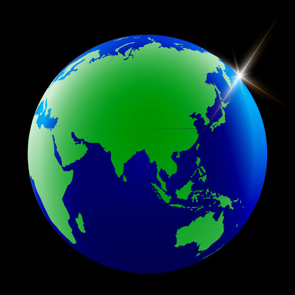 Globe Earth Icon. Asia. Mapa del mundo con globos editables detallados. Ilustración vectorial
. - Vector, Imagen