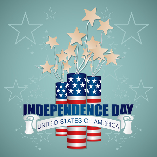 4 july Independence Day festive background with petards, vector illustration - Vecteur, image