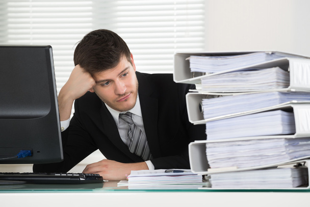 Businessman With Stack Of Folders - Photo, image