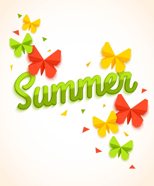 Summer Sale Banner with paper butterfly and confetti. Summer Sale background. Summer Sale poster. Summer Sale banner template. Summer Sale vector. Summer Sale design. Vector illustration. - ベクター画像