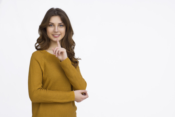 Happy Young Woman in Sweater  - Foto, Bild