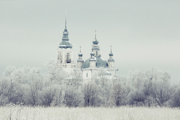 Christian monastery in snowy winter  - Фото, зображення