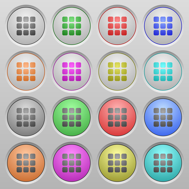 Small grid view plastic sunk buttons - Vector, Image