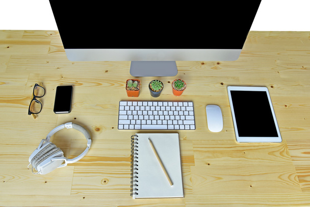 Business accessories on wooden desk - Photo, Image