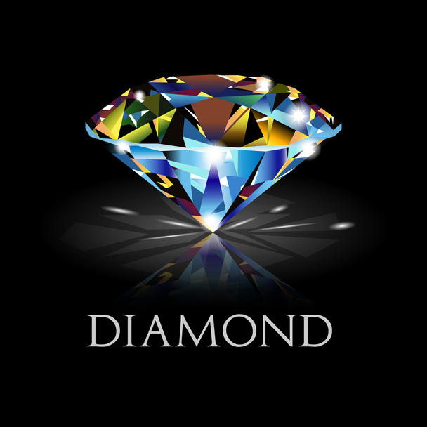 Diamond on black background - Vector, Image