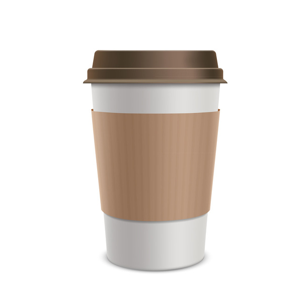 Plastic disposable cups of coffee. Design packaging. Isolated on - Vecteur, image