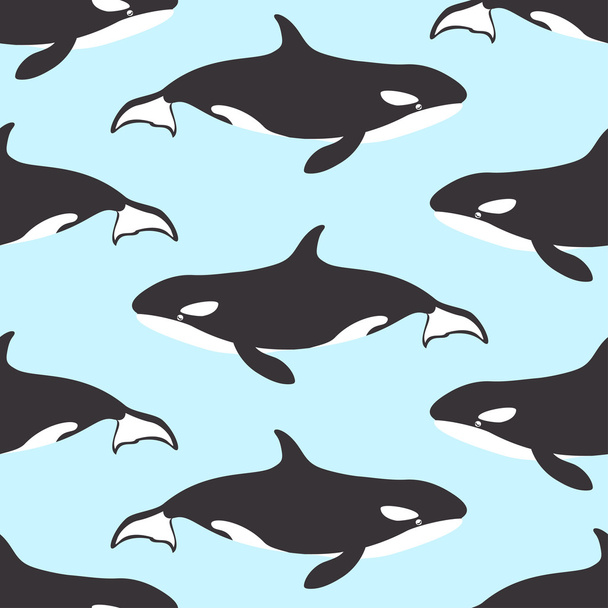 Seamless pattern with killer whales. - Vector, Image