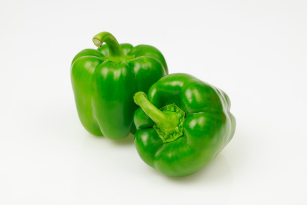 Two green bell peppers, on white background. - Photo, Image