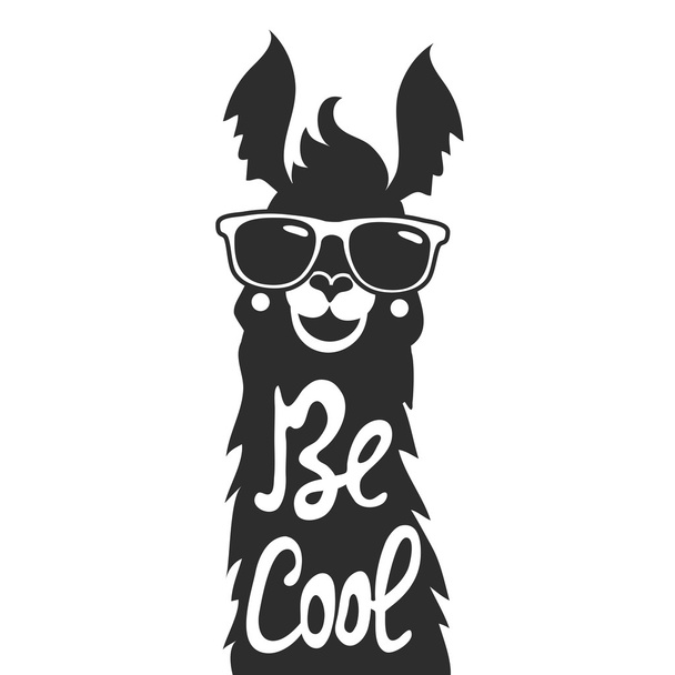 stylish lama animal in sunglasses - ベクター画像