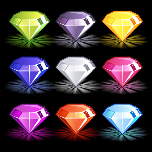 Zářivě barevné diamanty kreslený, - Vektor, obrázek