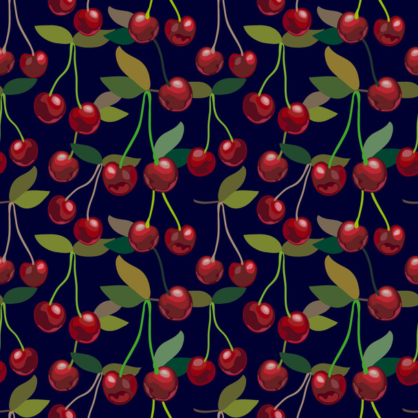 Cherry seamless floral pattern. - Vector, afbeelding