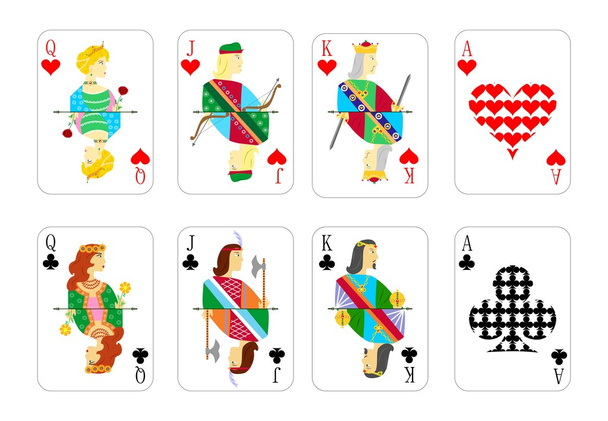 playing cards chirwa clubs - Vector, Image