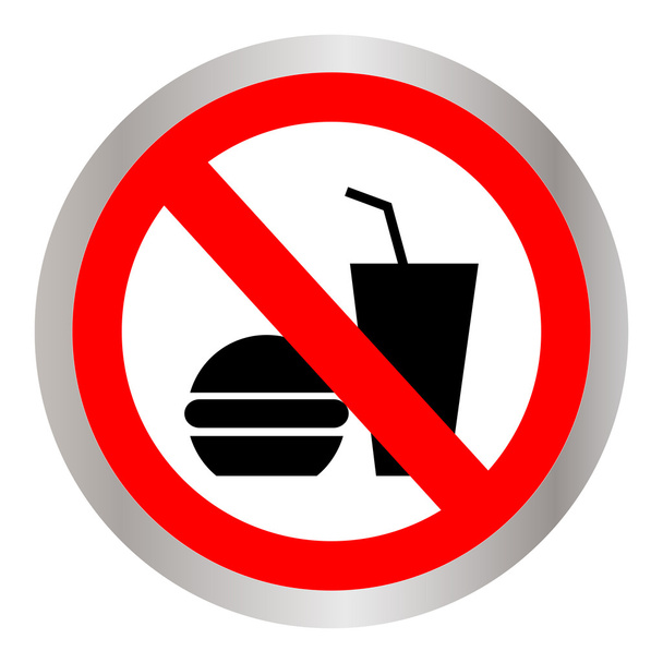 no food allowed symbol, no eating, no food or drink area sign, food and drink prohibition sign - Vector, Image