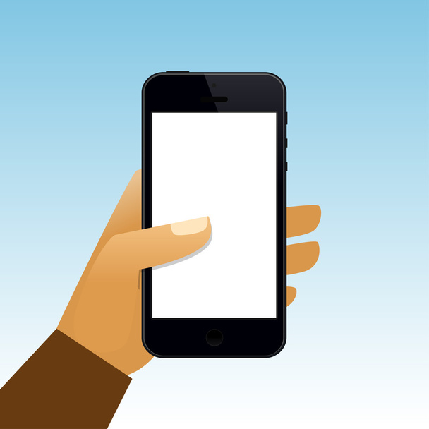 Smartphone de mano con pantalla en blanco
 - Vector, imagen