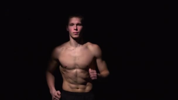Sport fitness runner man. Black - Footage, Video