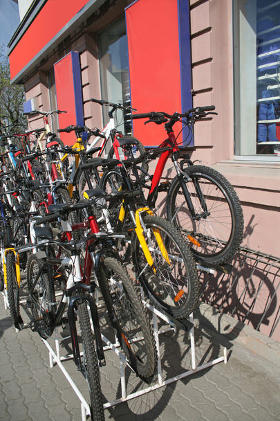 Sale by bicycles in city street - Fotó, kép