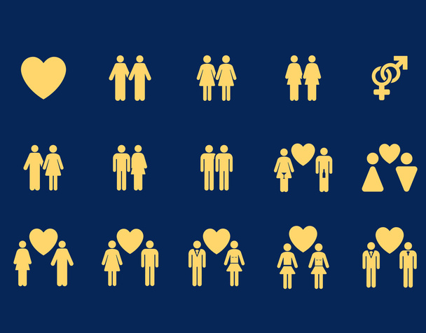 Love Pairs Flat Vector Icon Set - Vector, Image