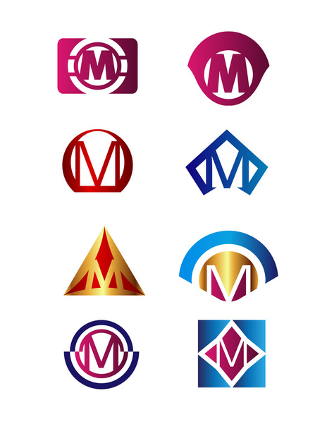 Mektup M logosu kimlik kurumsal marka vektör simgesi tasarım şablonunu ayarla - Vektör, Görsel