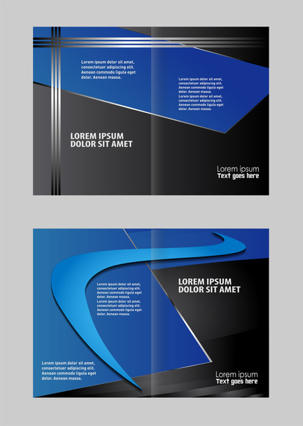 Vector empty bi-fold brochure print template blue design - Vector, Image
