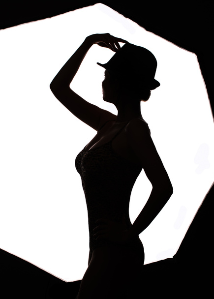 Stylish silhouette beautiful woman dancing - Φωτογραφία, εικόνα