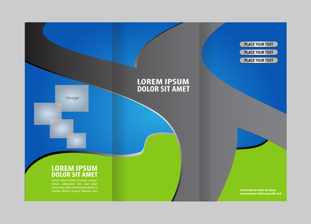 Diseño de plantilla de impresión de folleto de triple pliegue vacío vectorial, folleto o folleto brillante triple
 - Vector, imagen