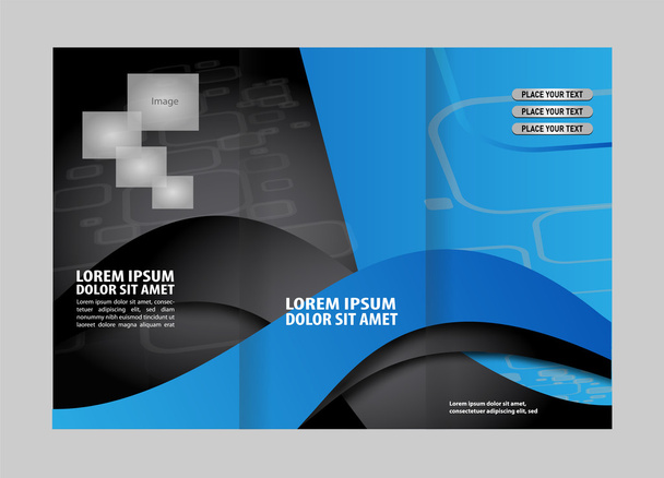Modello di design blu onda per brochure triplice piega
 - Vettoriali, immagini
