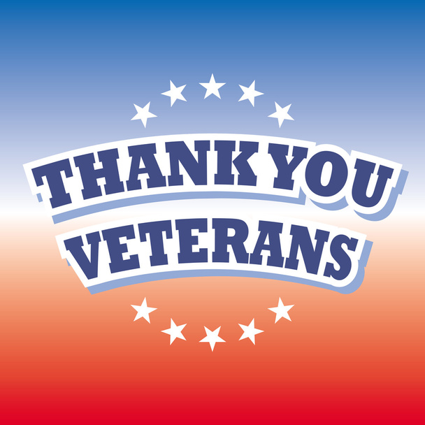 gracias banner de veteranos sobre fondo rojo y azul
 - Vector, imagen