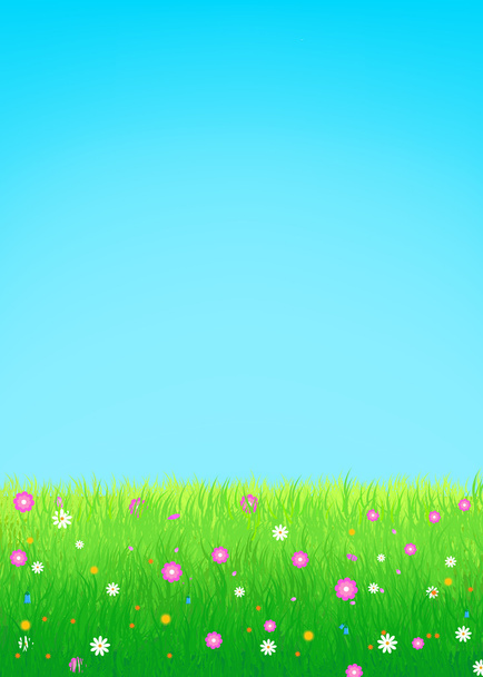 Weiland met bloemen achtergrond - Vector, afbeelding