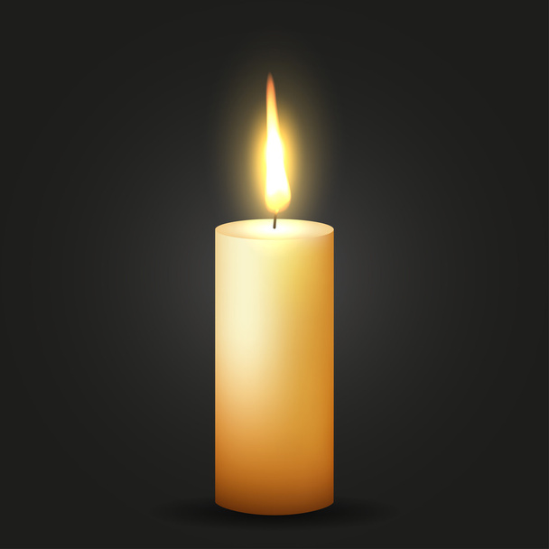 Realistic Vector Candle is glowing black background - Vetor, Imagem