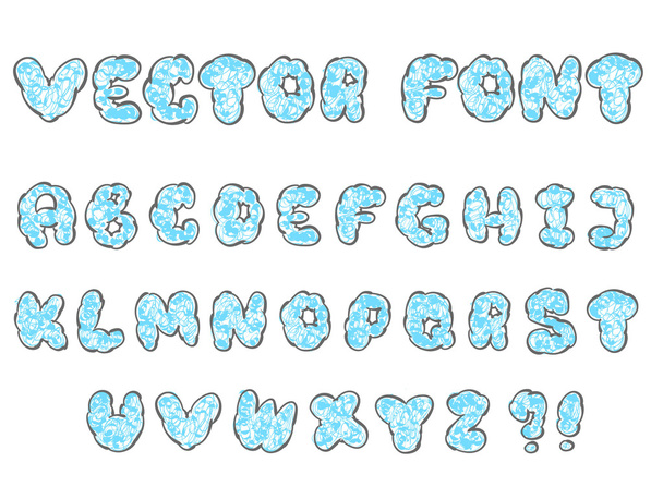 doodle cloud font - Vektor, kép