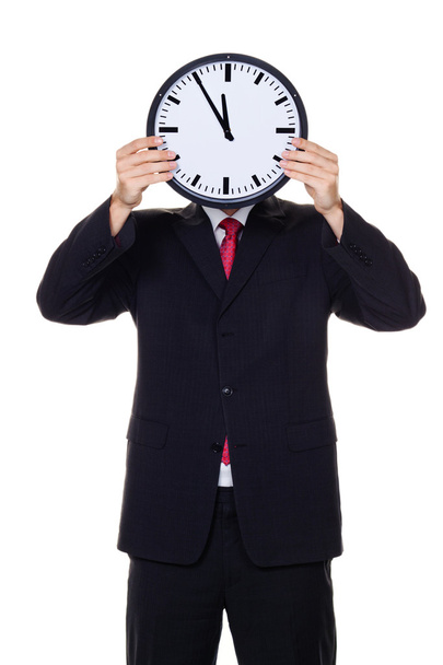 Clock manager in front of the head with stress. - Photo, Image
