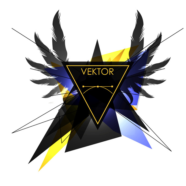 banner vetorial de formas geométricas e asas
, - Vetor, Imagem