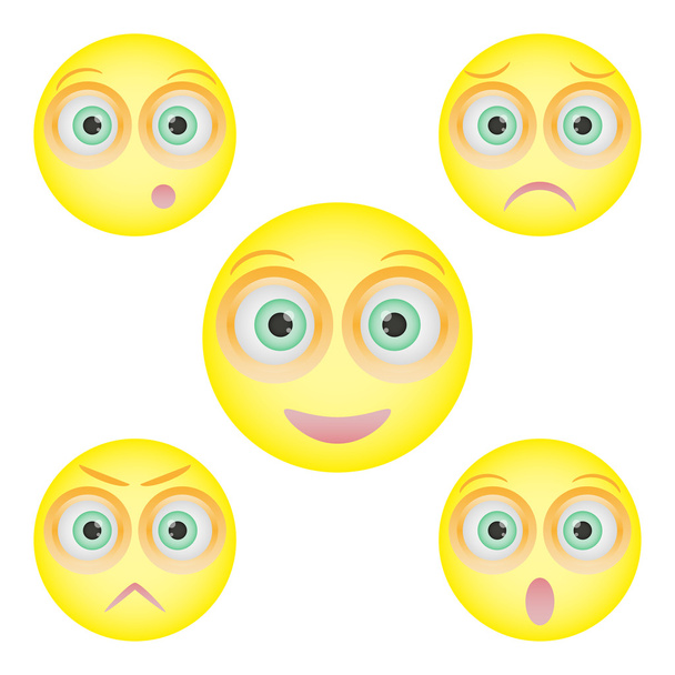 Conjunto de Emoticonos. Conjunto de Emoji. Ilustración vectorial aislada sobre fondo blanco
 - Vector, Imagen