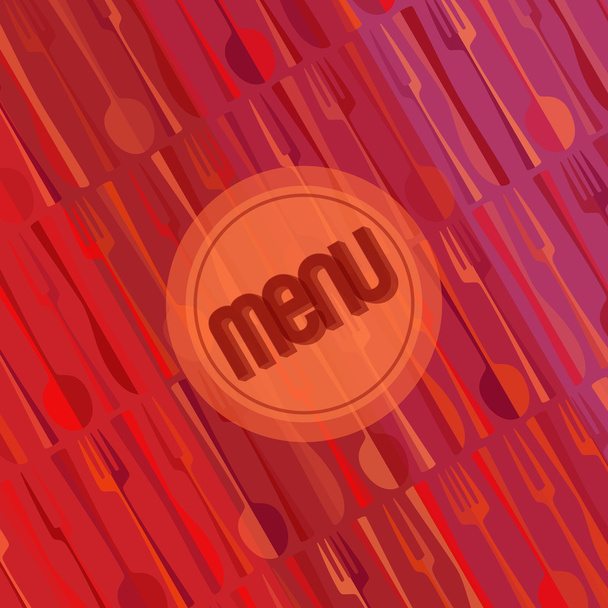 Square restaurant menu card red design template wth spoon and fork vintage backdrop - Vector, Imagen