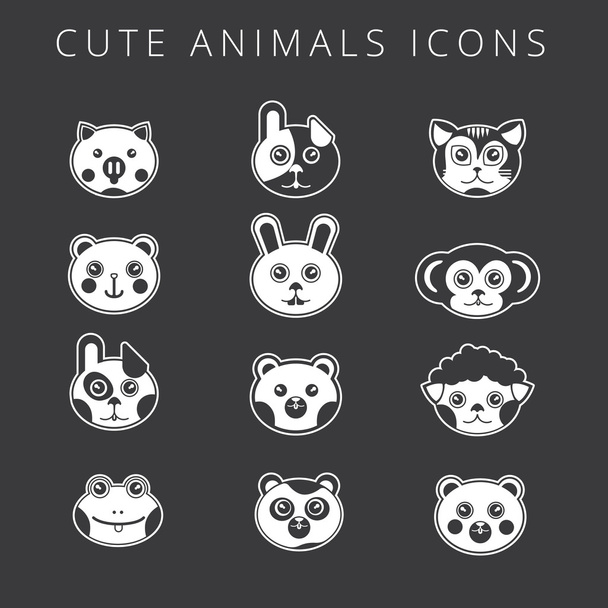Vector illustration of cute babies animals. - Vector, Image