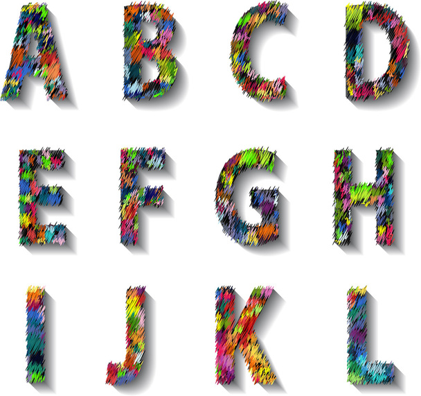 Carnaval Veelkleurige alfabet met getallen. - Foto, afbeelding