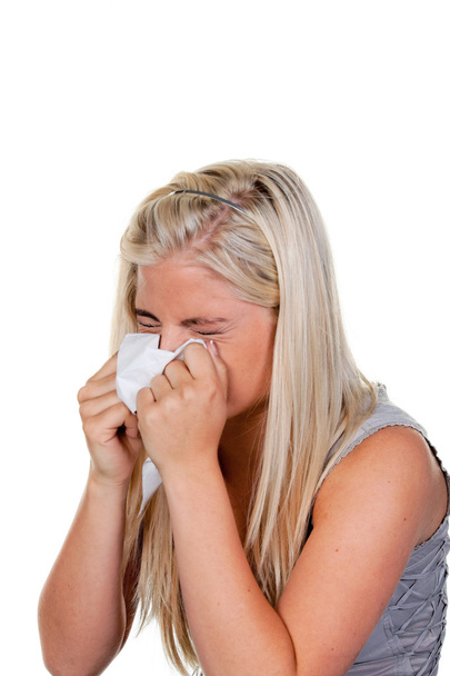 Femme allergique et rhume des foins
 - Photo, image