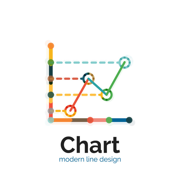 Дизайн логотипу тонкої лінії діаграми. Піктограма графіка сучасний барвистий плоский стиль
 - Вектор, зображення