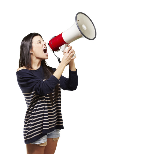 Woman with a megaphone - Photo, Image