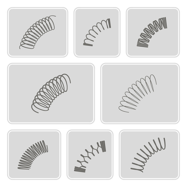 Conjunto de ícones monocromáticos com molas
  - Vetor, Imagem