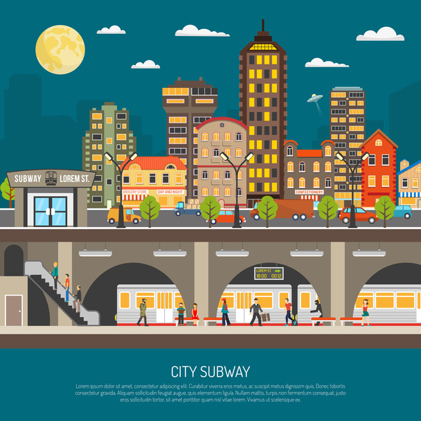 Kaupungin metrojuliste
 - Vektori, kuva