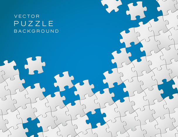 Vector blue background made from white puzzle pieces - Vector, Image