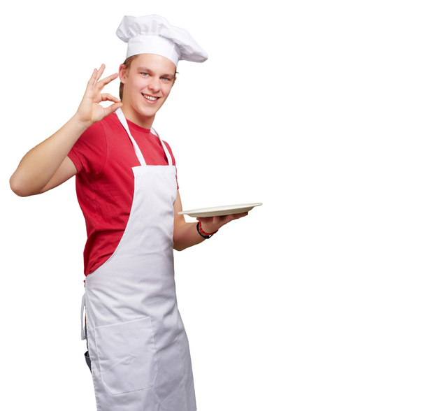 retrato del joven cocinero sobre un fondo blanco
 - Foto, imagen