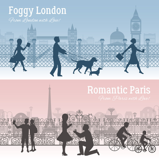 Set de Banners de Londres y París
 - Vector, Imagen