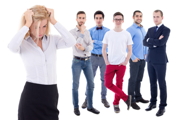 stress work concept - stressed business woman and her collegues  - Photo, image