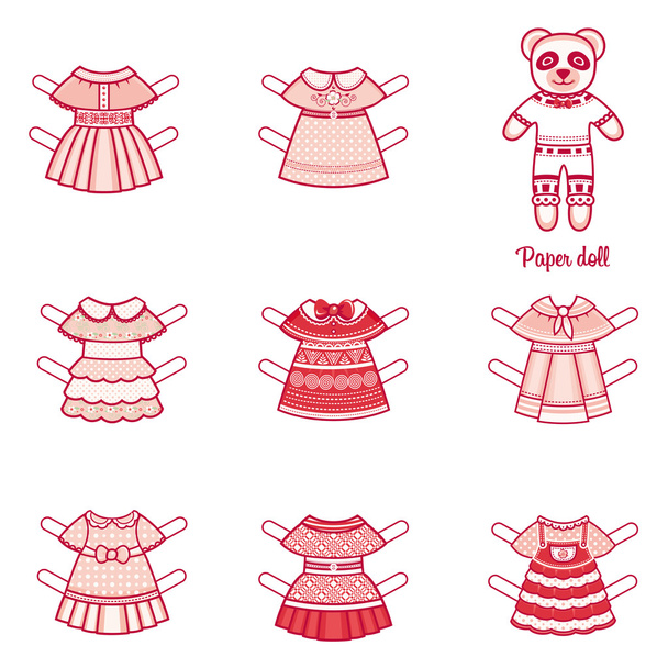 Paper doll with a set of fashion clothes. Vector illustration on white background.  - Vector, Image